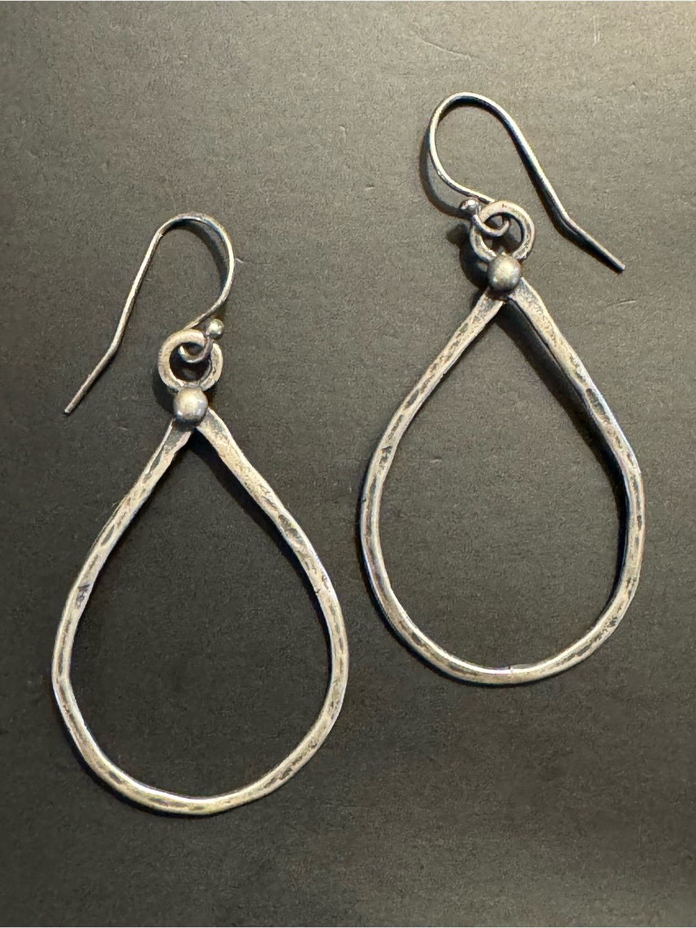 Sterling Silver Teardrop Hoop Dangle Earrings